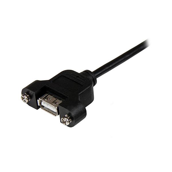 （まとめ）StarTechUSB2.0パネルマウント型ケーブル 30cm パネルマウント用USB Aポート(メス)-USB Aポート(オス) ブラックUSBPNLAFAM1 1本〔×5セット〕 【北海道・沖縄・離島配送不可】_1