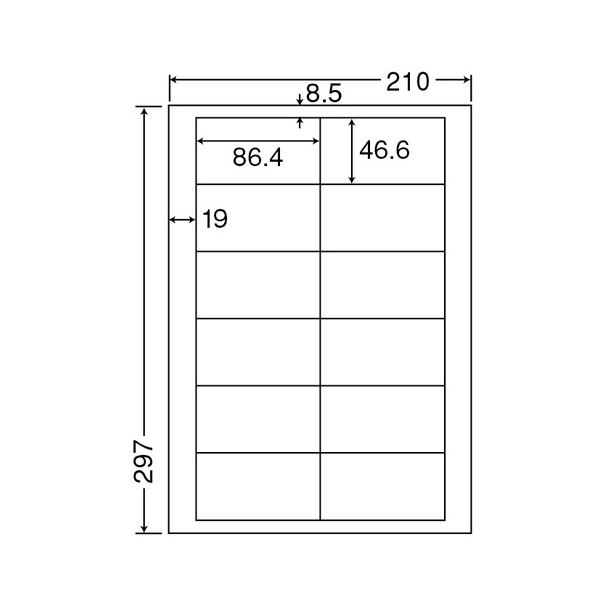 東洋印刷 ナナワード シートカットラベルマルチタイプ A4 12面 86.4×46.6mm 四辺余白付 LDW12PB 1セット(2500シート:500シート×5箱) 【北海道・沖縄・離島配送不可】_1