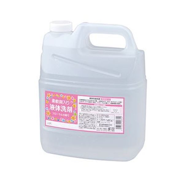（まとめ）熊野油脂 柔軟剤入り 液体洗剤 4L 1本〔×10セット〕 【北海道・沖縄・離島配送不可】