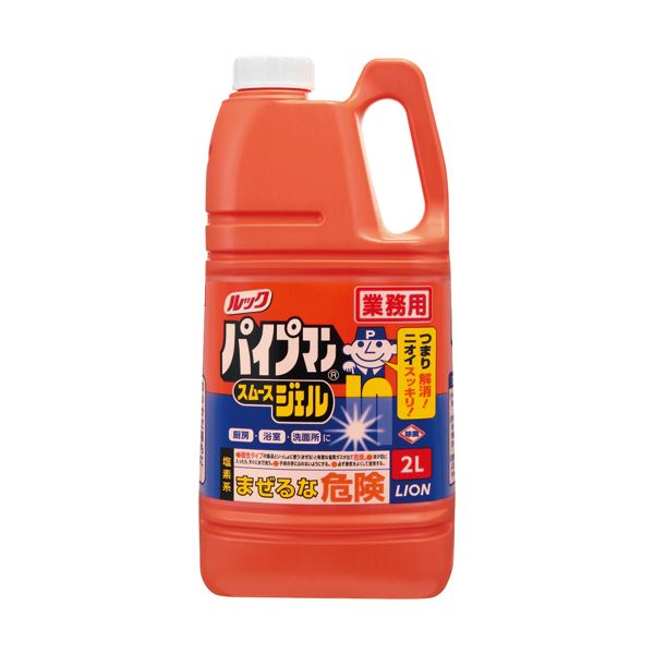 (まとめ) ライオン ルック パイプマン スムースジェル 業務用 2L 1本  〔×10セット〕 【北海道・沖縄・離島配送不可】