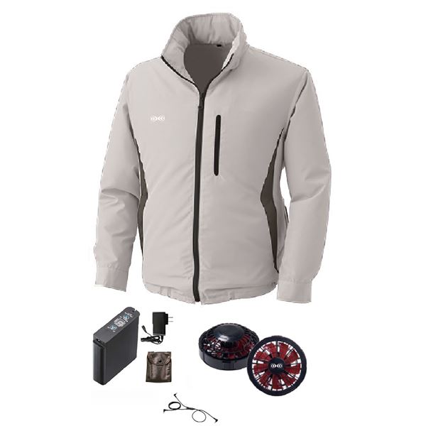 フード付き ポリエステル製 空調服/作業着 〔ファンカラー：ブラックレッド シルバー 5L〕 リチウムバッテリー付き 撥水 LIPRO2 KU91520の通販はその他空調服