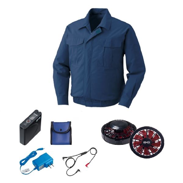 KU90550 空調服 R 綿薄手 FAN2200BR・RD9261・LISUPER1セット ダークブルー S 【北海道・沖縄・離島配送不可】