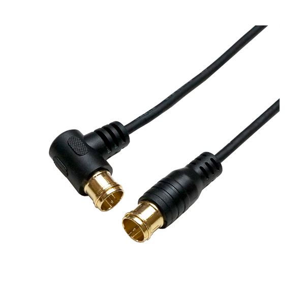 （まとめ）HORIC 極細アンテナケーブル 5m ブラック 両側F型差込式コネクタ L字／ストレートタイプ HAT50-110LPBK〔×5セット〕 【北海道・沖縄・離島配送不可】