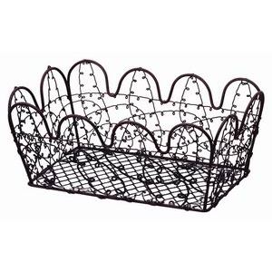 (まとめ) ワイヤーバスケット/小物入れ 〔大 ブラウン〕 幅24×奥行14.5×高さ10cm 収納カゴ 〔×80個セット〕 【北海道・沖縄・離島配送不可】