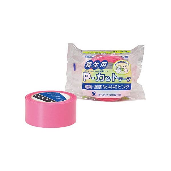 (まとめ) 寺岡製作所 養生用P-カットテープ No.4140 50mm×25m ピンク 4140P-50X25 1巻 〔×30セット〕の通販は