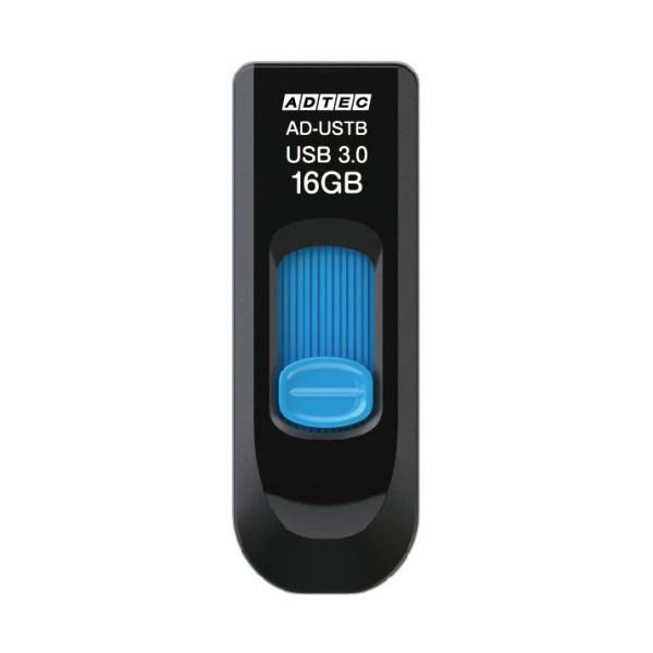 （まとめ）アドテック USB3.0スライド式フラッシュメモリ 16GB ブラック&ブルー AD-USTB16G-U3R 1個〔×3セット〕の通販は