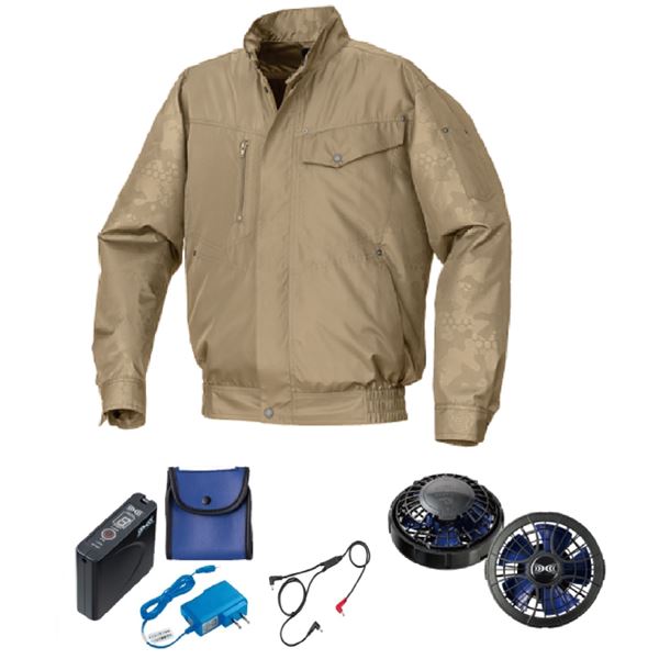 KU92000 空調服 R ポリエステル製 エンボスプリント FAN2400SPBB・RD9261・LISUPER1セット キャメル×キャメルエンボス LLの通販は