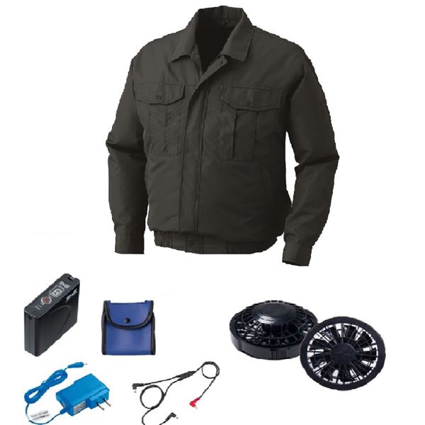 KU90540 空調服 R ポリエステル製 FAN2200B・RD9261・LISUPER1セット チャコール 4L 【北海道・沖縄・離島配送不可】