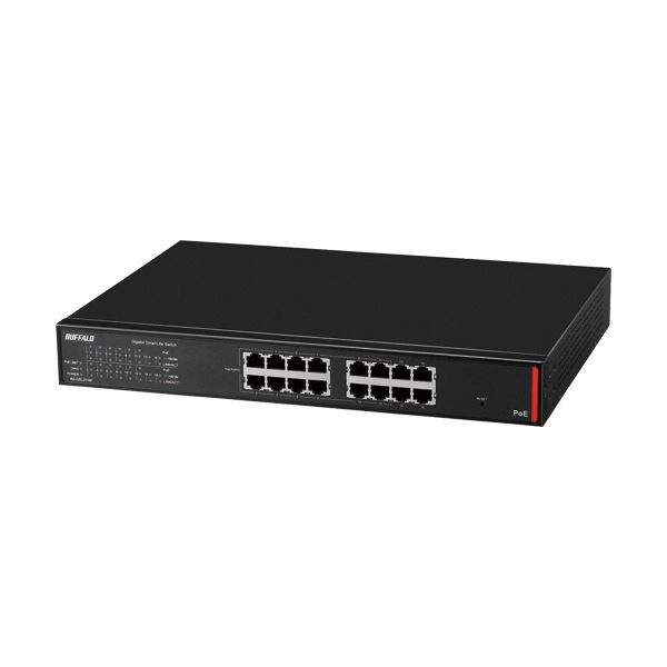 バッファロー 法人向け Giga対応PoE Layer2 スマートLiteスイッチ 16ポート ブラック BS-GSL2016P 1台 【北海道・沖縄・離島配送不可】