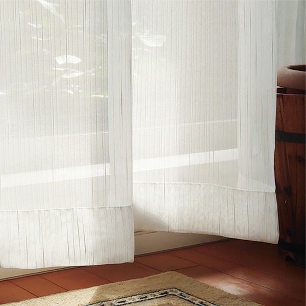 〔幅105cm×2枚セット 丈248cm〕レースカーテン 〔ストライプ柄〕 少し幅広 長いカーテン ハギなし（幅の継ぎ目なし） ロングの通販は 8,253円