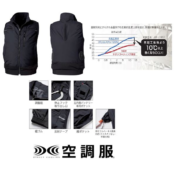 KU92120 空調服 R ポリエステル製 遮熱フルハーネス仕様ベスト 服のみ ダークブルー LL 【北海道・沖縄・離島配送不可】_1