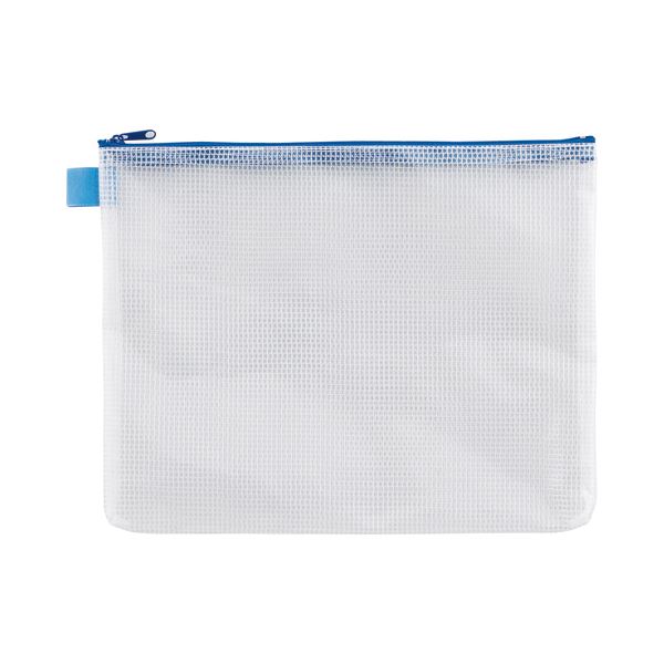 (まとめ) TANOSEE メッシュケース A4 タテ260×ヨコ345mm 青 1枚 〔×30セット〕 【北海道・沖縄・離島配送不可】
