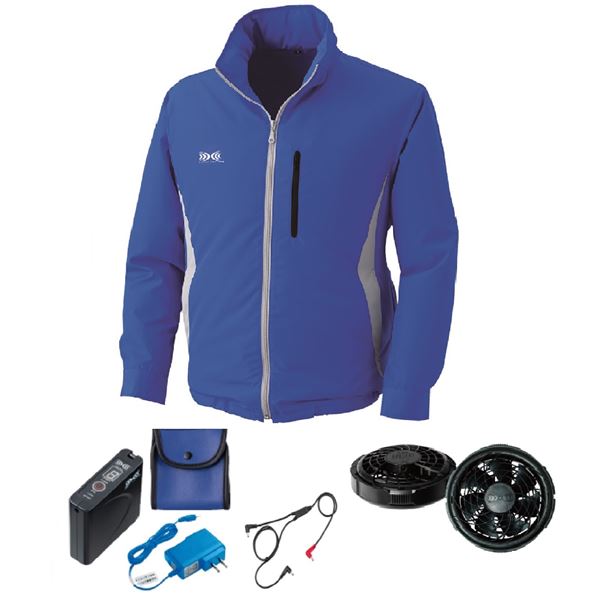 KU90520 空調服 R ポリエステル製フード付き FAN2300B・RD9261・LISUPER1セット ブルー M 【北海道・沖縄・離島配送不可】