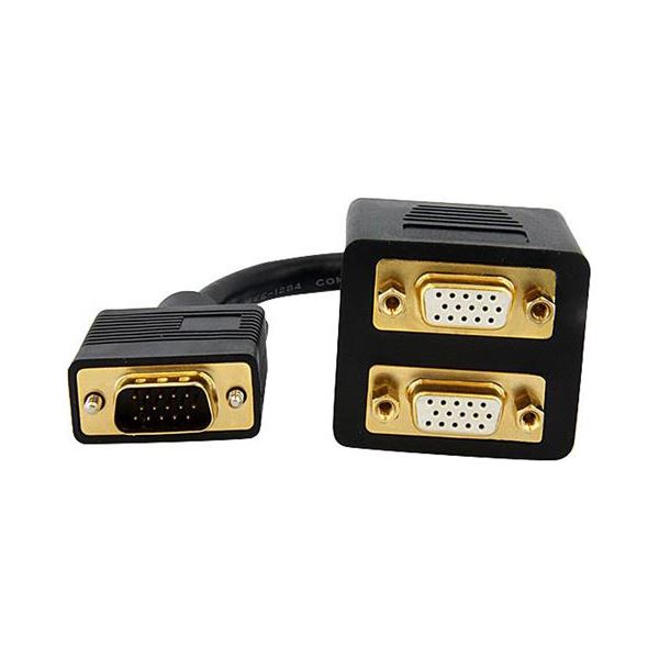 （まとめ）StarTech.com VGAスプリッタ/分かちあう有線テレビ 1× VGA牡-2× VGA刃針 分かちあう器 30糎 黒いこと VGASPL1VV 1個 〔×5仕かける〕 【北海道・沖縄・離島送りとどける不可】
