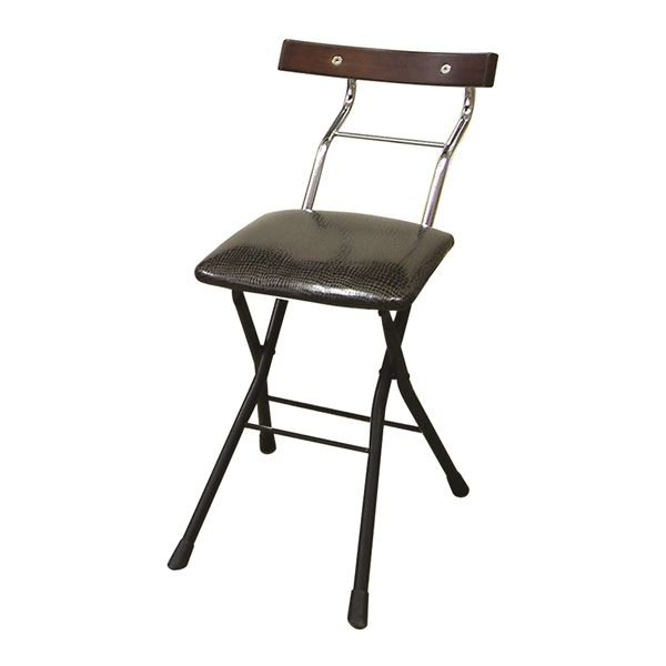 折りたたみ椅子 〔リザードブラック×ブラック＋ダークブラウン〕 幅36cm 日本製 スチールパイプ 『ロイドチェア』のサムネイル