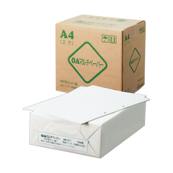 （まとめ）日本製紙 OAマルチカットペーパー A4長辺 2穴 OAマルチ A4 2H 1箱(3000枚:1000枚×3冊) 〔×2セット〕 【北海道・沖縄・離島配送不可】