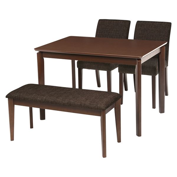 ダイニング 4点セット 〔テーブル×1 チェア×2 ベンチ×1 ブラウン〕 テーブル幅110cm 木製フレーム 組立品 〔リビング〕の通販は
