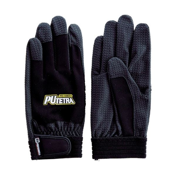 (まとめ) 富士グローブ PUテトラ TE-007 ブラック L 0905 1双 〔×3セット〕 【北海道・沖縄・離島配送不可】