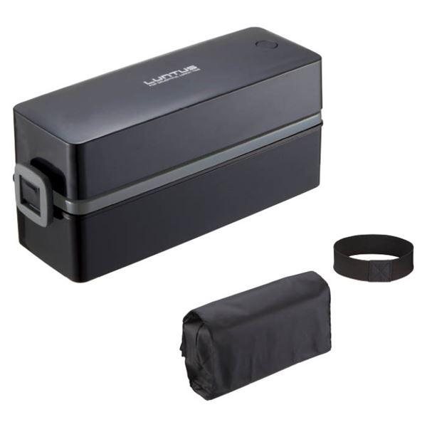 （まとめ）弁当箱 男性 スリム ランタス ランチボックス 2段 SS-T600 （バッグ付） ブラック 〔40個セット〕 【北海道・沖縄・離島配送不可】