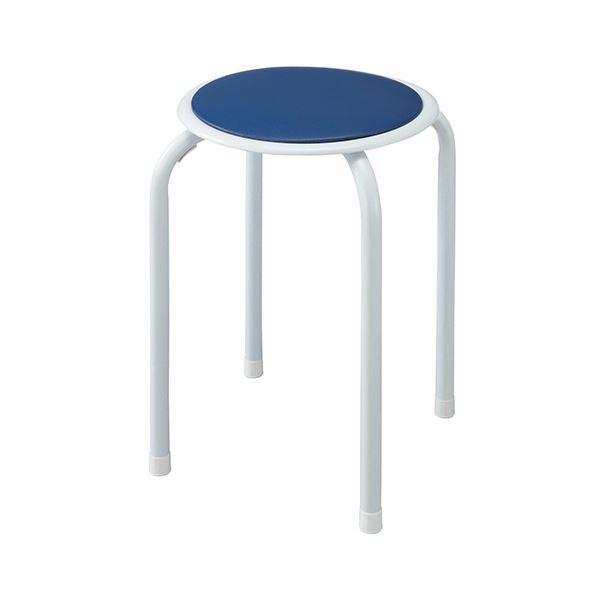 （まとめ）不二貿易 ラウンドスツール FB-01/10 ブルー 14070 1脚 〔×5セット〕 【北海道・沖縄・離島配送不可】
