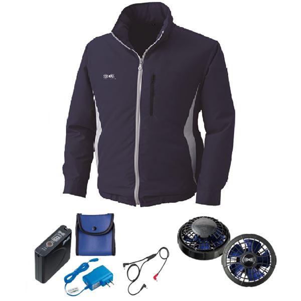 KU90520 空調服 R ポリエステル製フード付き FAN2400SPBB・RD9261・LISUPER1セット ネイビー M 【北海道・沖縄・離島配送不可】