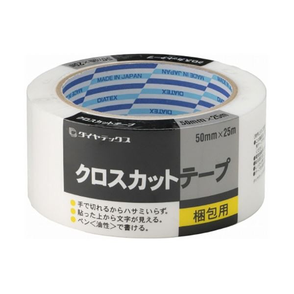 (まとめ) ダイヤテックス クロスカットテープ 50mm×25m ホワイト TO1012 1巻 〔×20セット〕