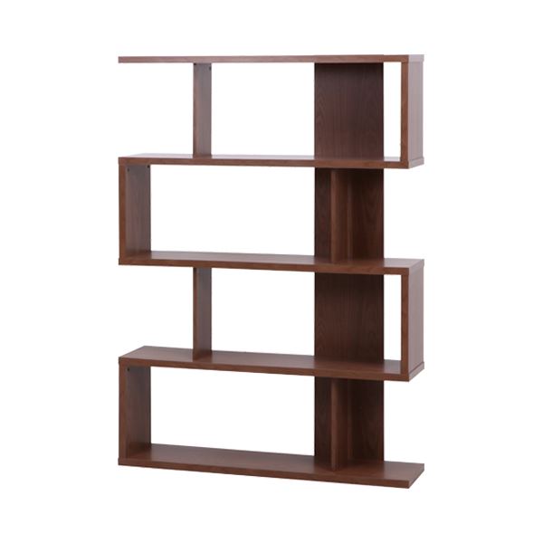 ディスプレイシェルフ/本棚 4段 〔ミディアムブラウン〕 幅120cm 横置き 間仕切り対応 『S型』 〔什器 書斎 オフィス〕の通販は