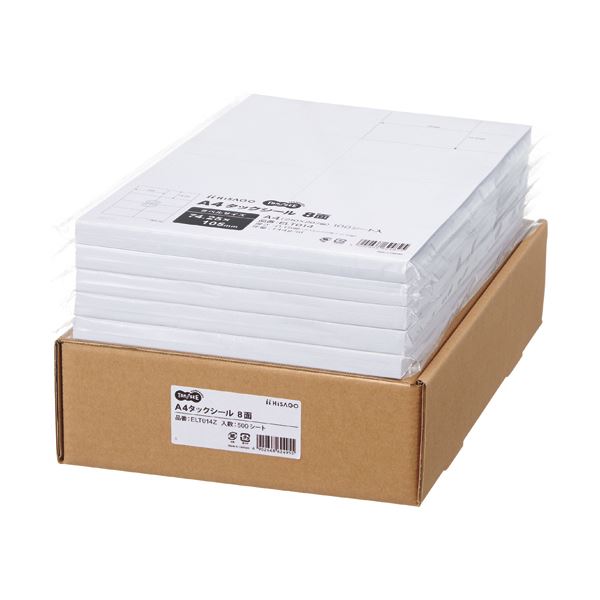 TANOSEE A4タックシール業務用パック 8面 105×74.25mm 1箱（500シート：100シート×5冊） 【北海道・沖縄・離島配送不可】