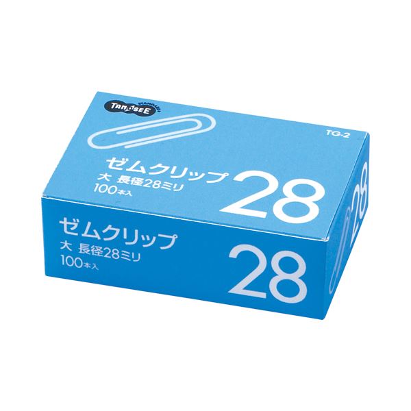 (まとめ) TANOSEE ゼムクリップ 大 28mm シルバー 1箱（100本）  〔×300セット〕 【北海道・沖縄・離島配送不可】