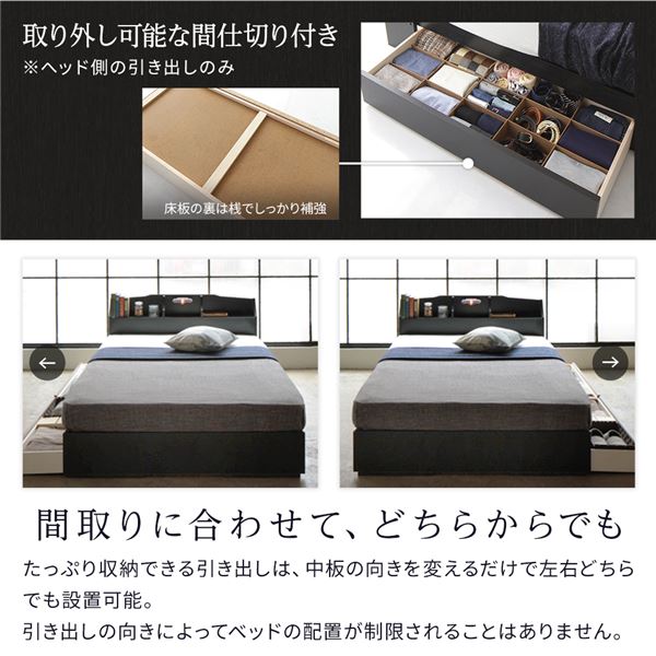 ベッド 日本製 収納付き 引き出し付き 木製 照明付き 棚付き 宮付き コンセント付き 『STELA』ステラ ホワイト シングル ベッドフレームのみ 【北海道・沖縄・離島配送不可】_4