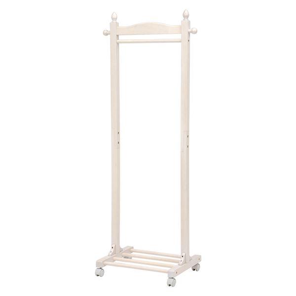 ハンガーラック/コートハンガー 〔ホワイトウォッシュ 幅60×奥行40×高さ154cm〕 木製 棚板 キャスター付き 組立式 〔寝室〕の通販は