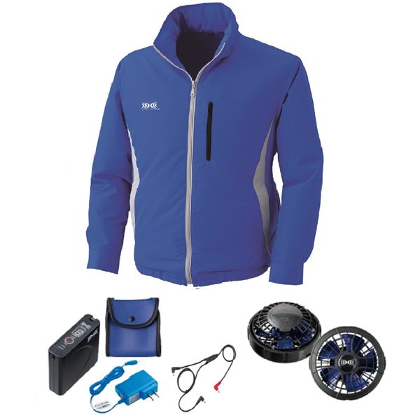 KU90520 空調服 R ポリエステル製フード付き FAN2400SPBB・RD9261・LISUPER1セット ブルー 3L 【北海道・沖縄・離島配送不可】