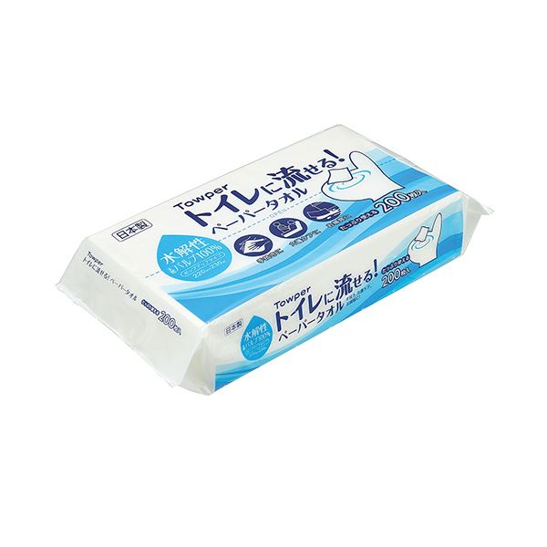 （まとめ）トライフ トイレに流せる！ペーパータオル 200枚 1パック 〔×50セット〕 【北海道・沖縄・離島配送不可】