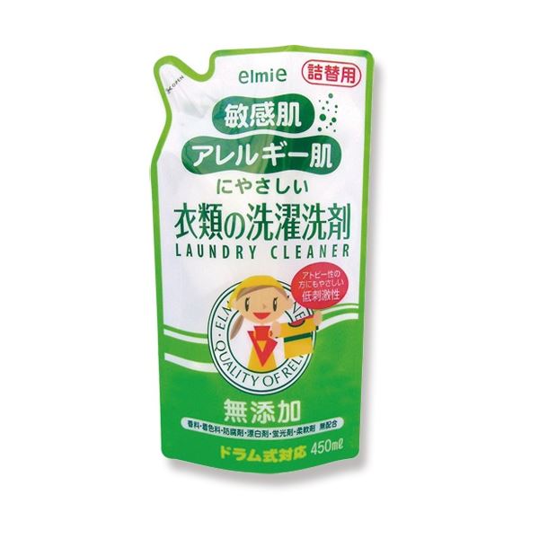 (まとめ) コーセー エルミー 敏感肌・アレルギー肌にやさしい衣類の洗濯洗剤 詰替え 450ml 021670 1個 〔×20セット〕 【北海道・沖縄・離島配送不可】