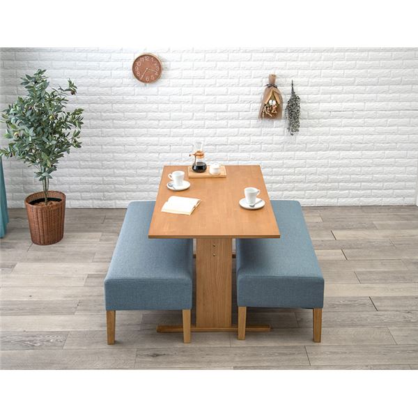 ソファーダイニング 3点セット 〔110cmテーブル+ベンチ×2・ナチュラル×ライトグレー〕 ダイニングセット 4人掛け 組立品の通販は