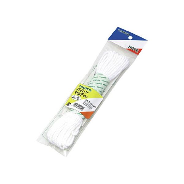 (まとめ) TRUSCO パイレンカラーロープ 3mm×10m 白 R-310PW 1巻 〔×20セット〕 【北海道・沖縄・離島配送不可】