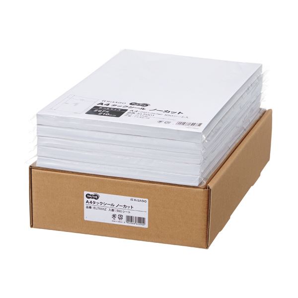 TANOSEE A4タックシール業務用パック ノーカット 1箱（500シート：100シート×5冊） 【北海道・沖縄・離島配送不可】