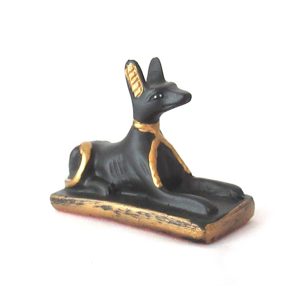 古代エジプトのアヌビス神（犬）〕〔Sサイズ〕〔Anubis 彫像〕座る