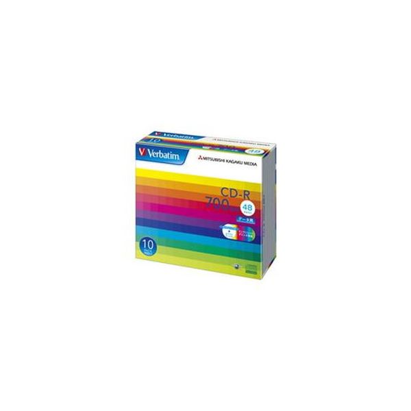 (まとめ）バーベイタム データ用CD-R700MB ワイドプリンタブル 5mmスリムケース SR80SP10V1C 1箱(100枚:10枚×10個)〔×3セット〕 【北海道・沖縄・離島配送不可】
