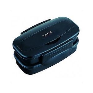 （まとめ）弁当箱 2段 830ml 箸付き レノ ランチボックス ブラック 〔40個セット〕 【北海道・沖縄・離島配送不可】