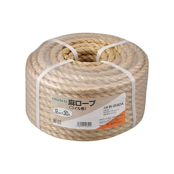 TRUSCO 麻ロープ φ12mm×30m コイル巻 R-1230A 1巻 【北海道・沖縄・離島配送不可】