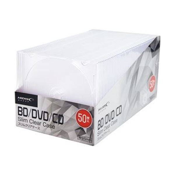 （まとめ）ハイディスク CD/DVDケース 1枚収納 5mmスリムケース クリア ML-CD05S50PCR 1パック（50枚）〔×10セット〕 【北海道・沖縄・離島配送不可】