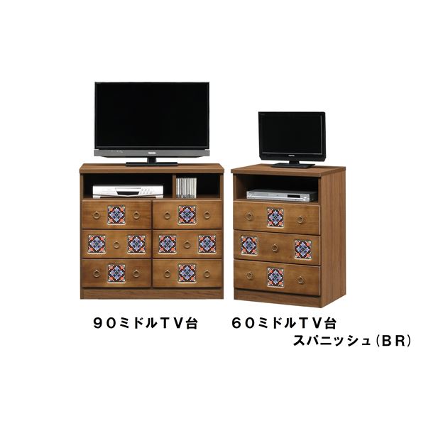 日本製 天然木 ミドル ＴＶ台 〔60cm幅 ブラウン〕 完成品 TVボード テレビ台 テレビボード リビングボード リビング収納 【北海道・沖縄・離島配送不可】_1
