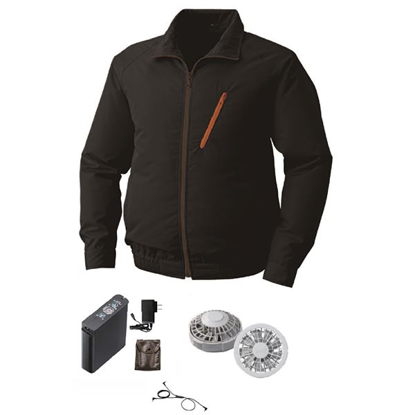 ポリエステル製 長袖 空調服/作業着 〔ファンカラー：グレー カラー：ブラック 4L〕 リチウムバッテリー付き LIPRO2 KU90510の通販は 20,065円