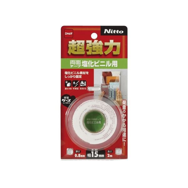 (まとめ) ニトムズ 超強力両面テープ 塩化ビニル用 15mm×2m T4580 1巻 〔×20セット〕