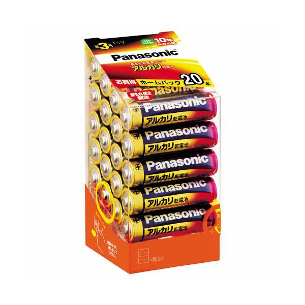 (まとめ) パナソニック アルカリ乾電池 単3形LR6XJ/20SH 1パック(20本) 〔×10セット〕 【北海道・沖縄・離島配送不可】