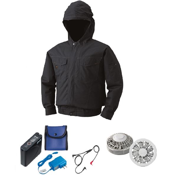 KU91410 空調服 R 綿薄手フード付 FAN2200G・RD9261・LISUPER1セット チャコール L 【北海道・沖縄・離島配送不可】