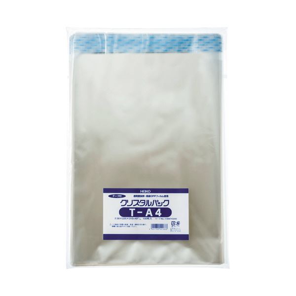 （まとめ）HEIKO クリスタルパックT（テープ付）T-A4 0.03×225×310+40mm #6743200 1パック（100枚）〔×5セット〕の通販は 8,159円
