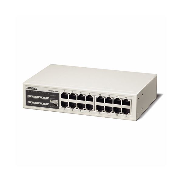 (まとめ）バッファロー 10/100M対応 スイッチングハブ 金属筐体 電源内蔵 16ポート LSW3-TX-16NSR 1台〔×3セット〕 【北海道・沖縄・離島配送不可】