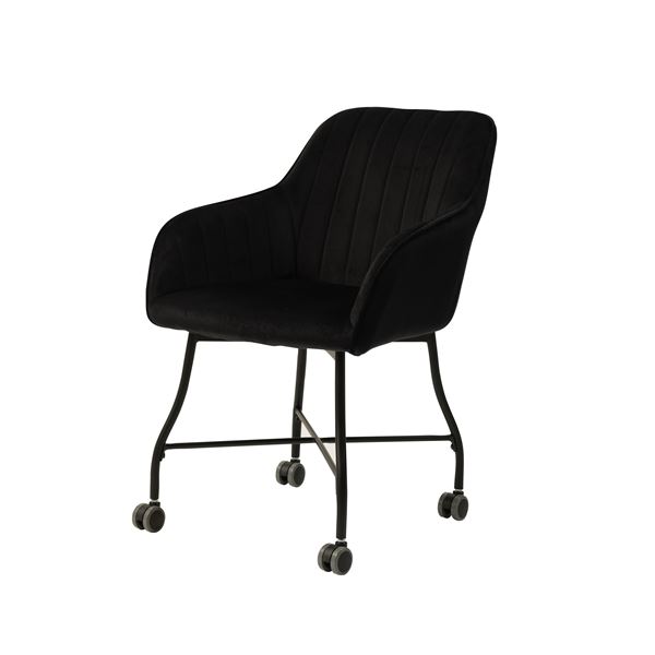 チェア/椅子 ブラック 約W58×D65×H81.5×SH46cm 組立品 キャスター付き 【北海道・沖縄・離島配送不可】
